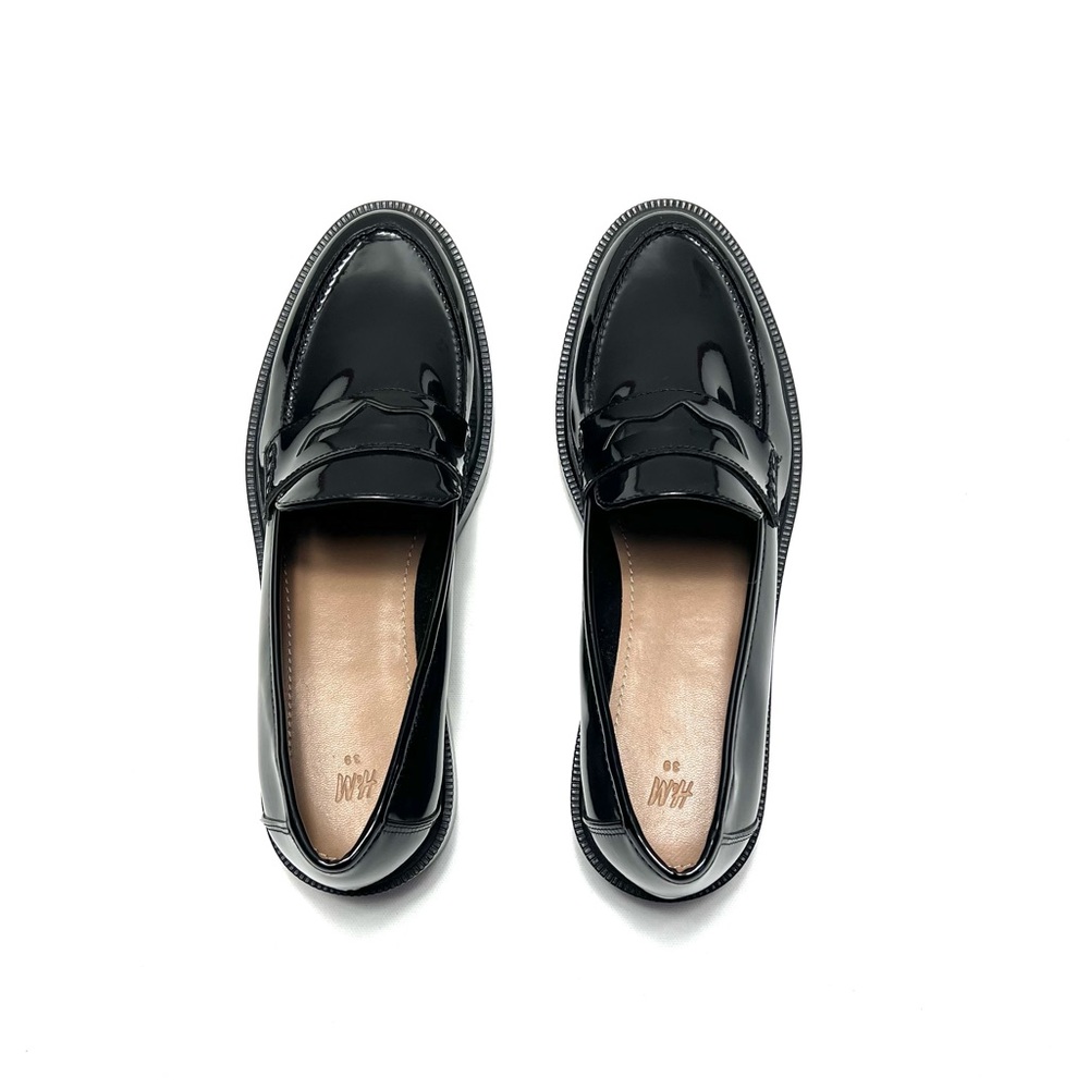 H&M Black Patent Leather Loafers - Women’s Size (39) 8US